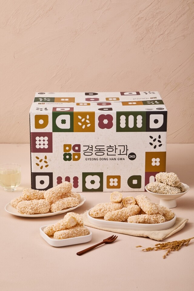 강릉몰,강릉경동한과 찹쌀강정 세트 2KG | 전통 한과 강정, 명절/선물용 가족 간식 (강정·쑥)