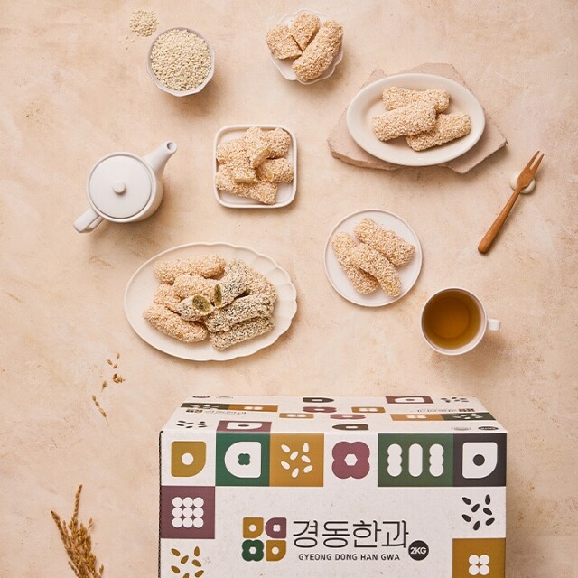강릉몰,찹쌀 강정세트 2kg (찹쌀·쑥) 국내산 한과 유과 추석 명절 선물세트