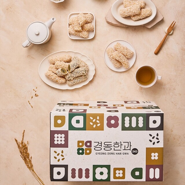 강릉몰,찹쌀 강정세트 2kg (찹쌀·쑥) 국내산 한과 유과 추석 명절 선물세트