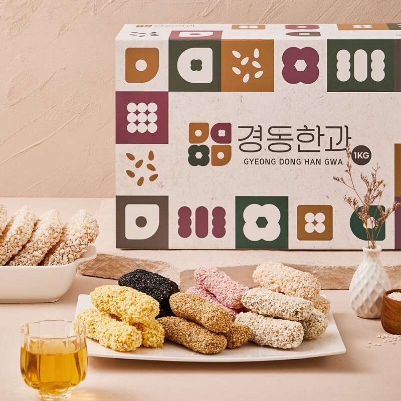 강원더몰,어른의 한과 담백한 날 세트 1kg (과줄+강정 6종)